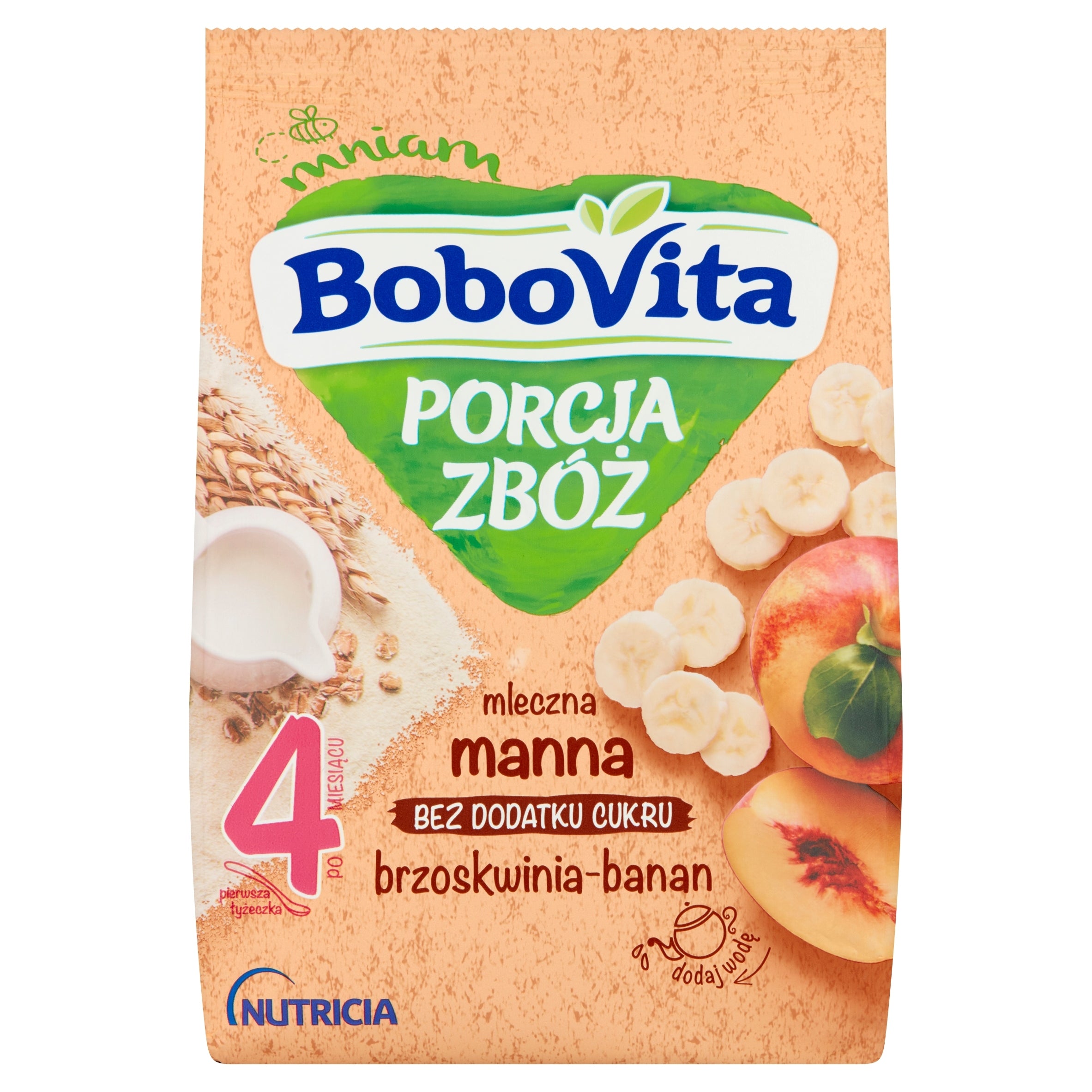 BOBOVITA PORRIDGE PORTION OF MILK CEREALS MANNA PEACH BANANA 4m+ 210g Packaging status original