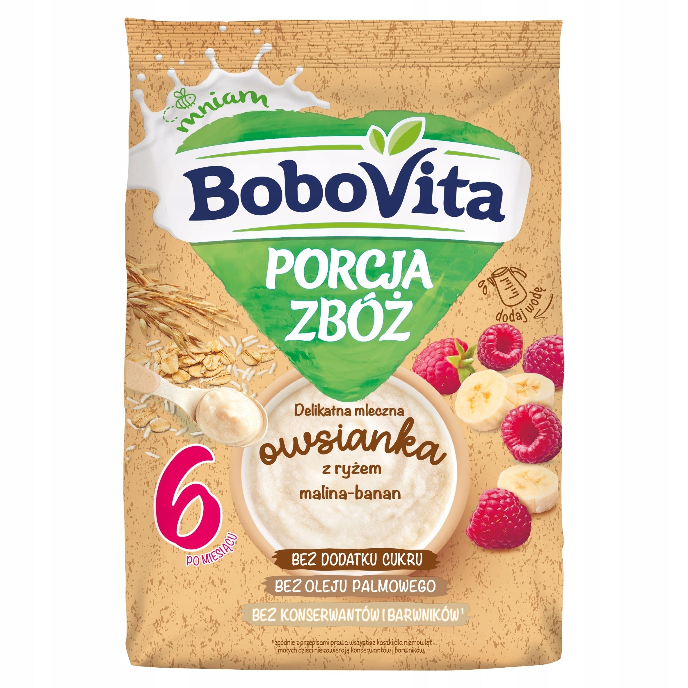 BOBOVITA PORTION OF CEREALS MILK PORRIDGE WITH RICE RASPBERRY BANANA 210g Manufacturer code 5900852058707