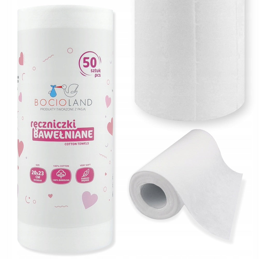 BOCIOLAND COTTON TOWELS FOR NEWBORN BABIES ROLL 20x23cm 50pcs.
