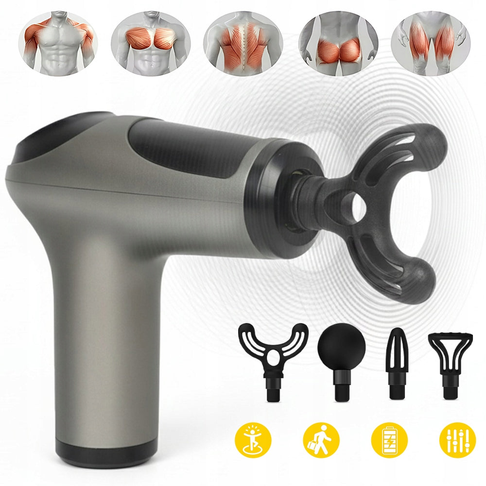 BODY MASSAGE GUN 3200RPM QUIET OPERATION 4 HEADS 6 MODES Packaging status original