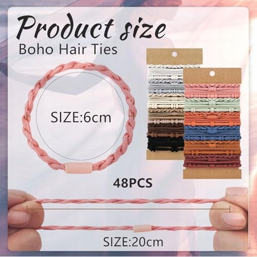 BOHO BRAIDED HAIR BANDS WOMEN'S COTTON SET 48 PCS FOR HOME Manufacturer code Bez marki