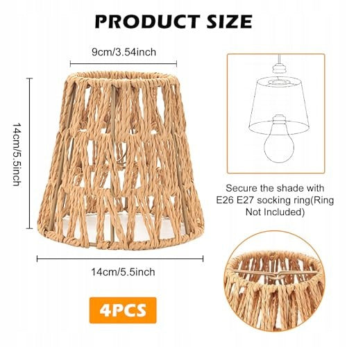 BOHO RATTAN KHAKI LAMPSHADE SET OF 4 DIY DECORATION Manufacturer code Bez marki