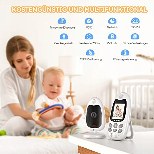 BOIFUN Baby Monitor Electronic Camera Vox Night Temperature Mode 720p Packaging status original