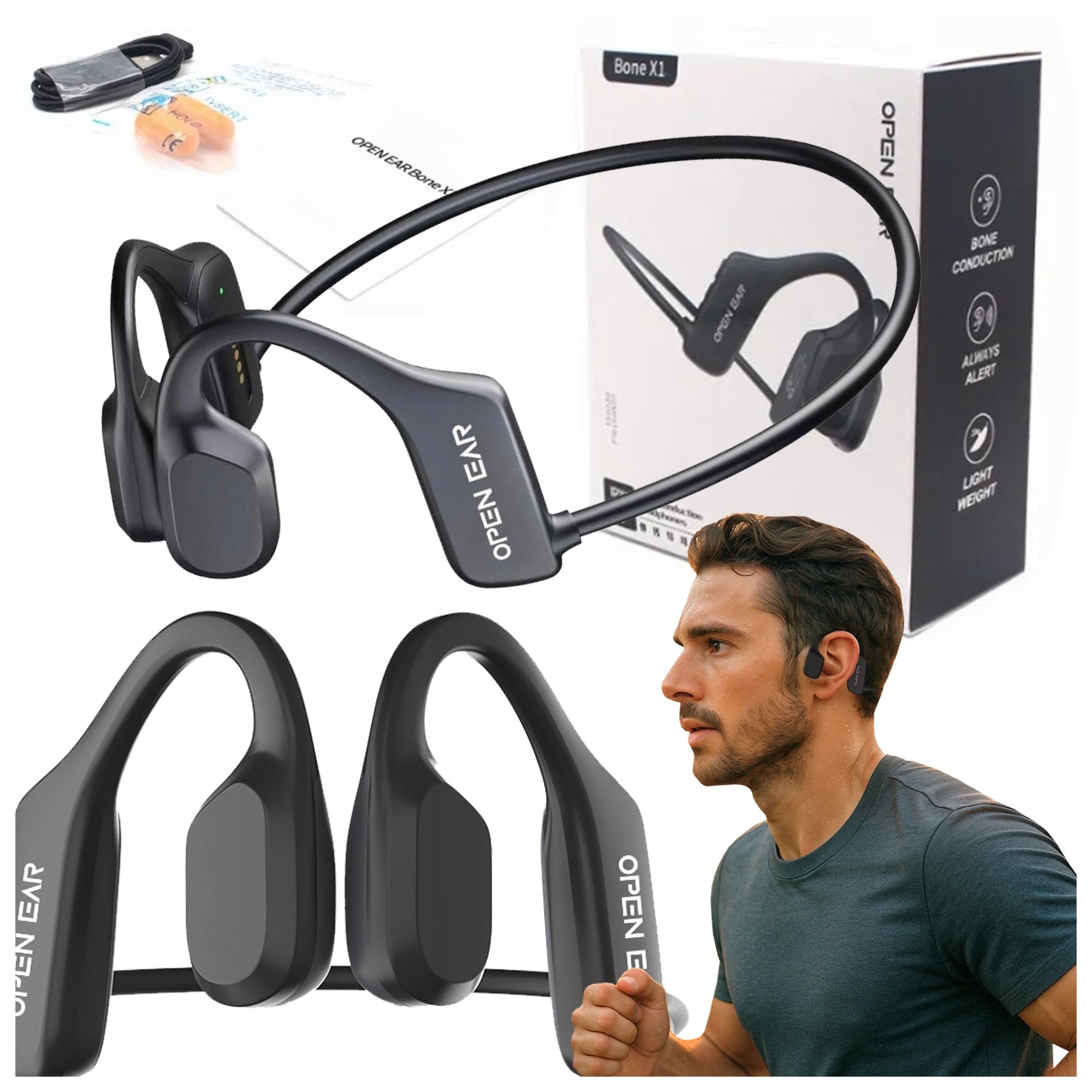BONE HEADPHONES SPORTS WIRELESS BLUETOOTH TALKING 5.3 GAMING