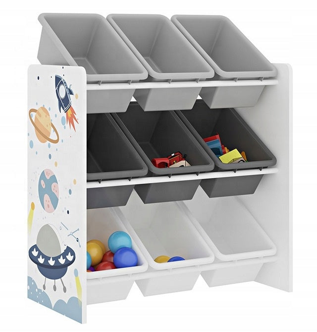 BOOKCASE GREY WHITE SPACE CONTAINERS PLASTIC ORGANIZER FOR CHILDREN'S TOYS