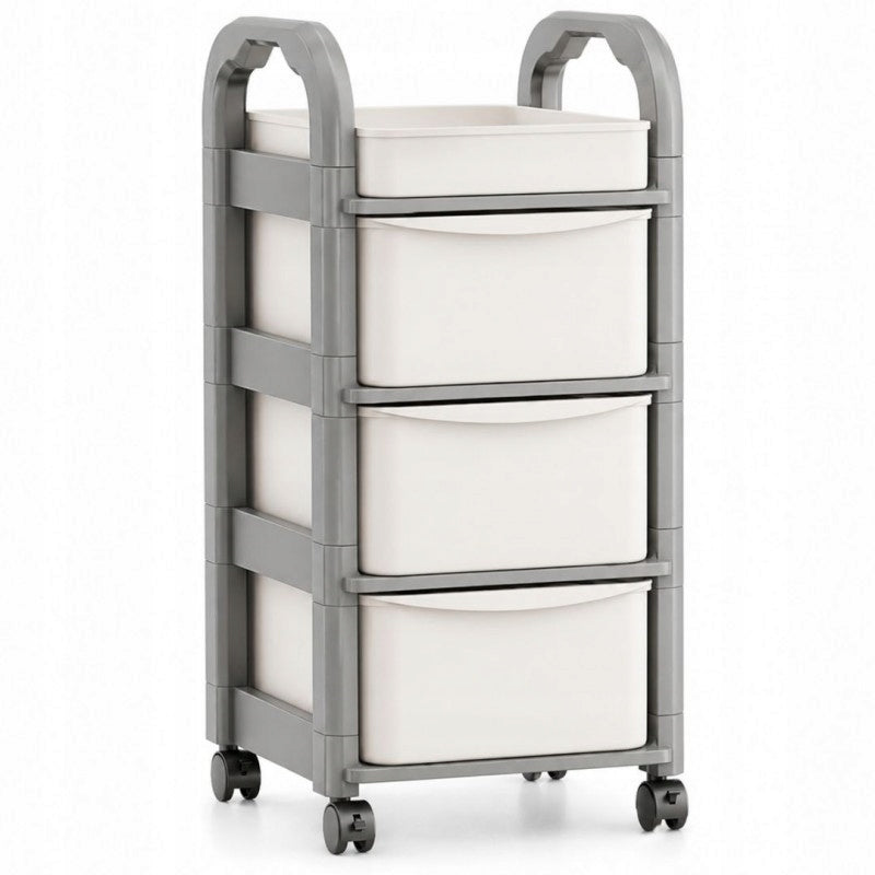 BOOKCASE ON WHEELS MOBILE CABINET WITH DRAWERS FOR CHILDREN'S ROOM ORGANIZER