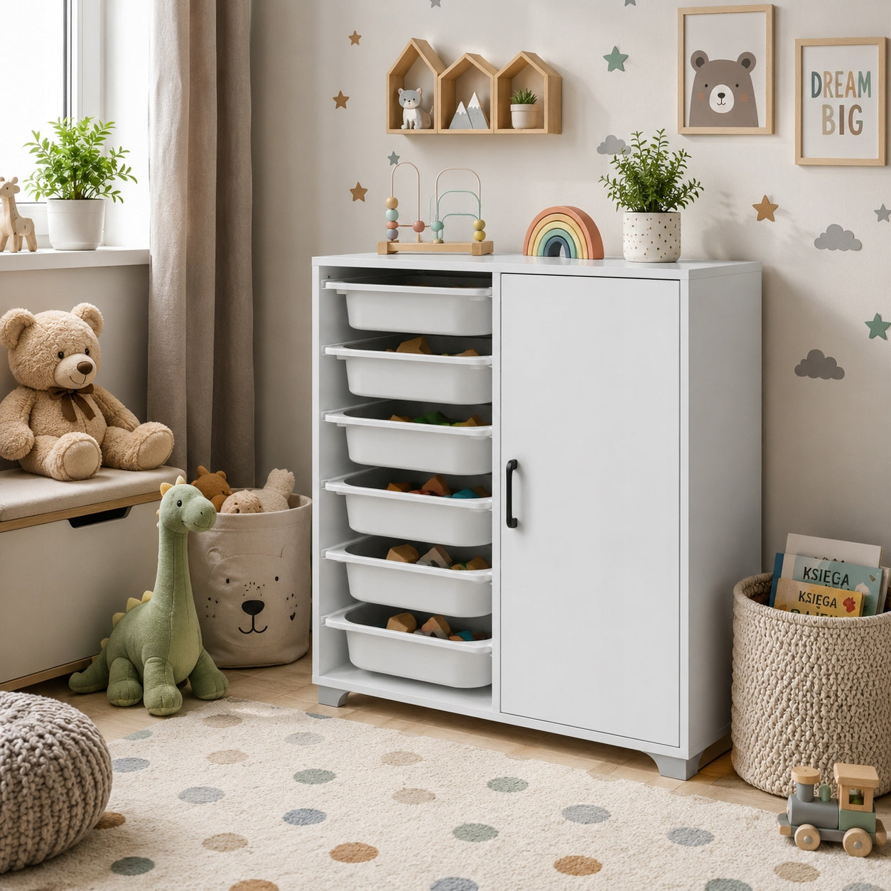 BOOKCASE WHITE PLASTIC CONTAINERS WHITE TOY ORGANIZER CHILDREN'S CABINET Brand MPMAX