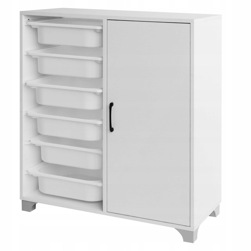 BOOKCASE WHITE PLASTIC CONTAINERS WHITE TOY ORGANIZER CHILDREN'S CABINET