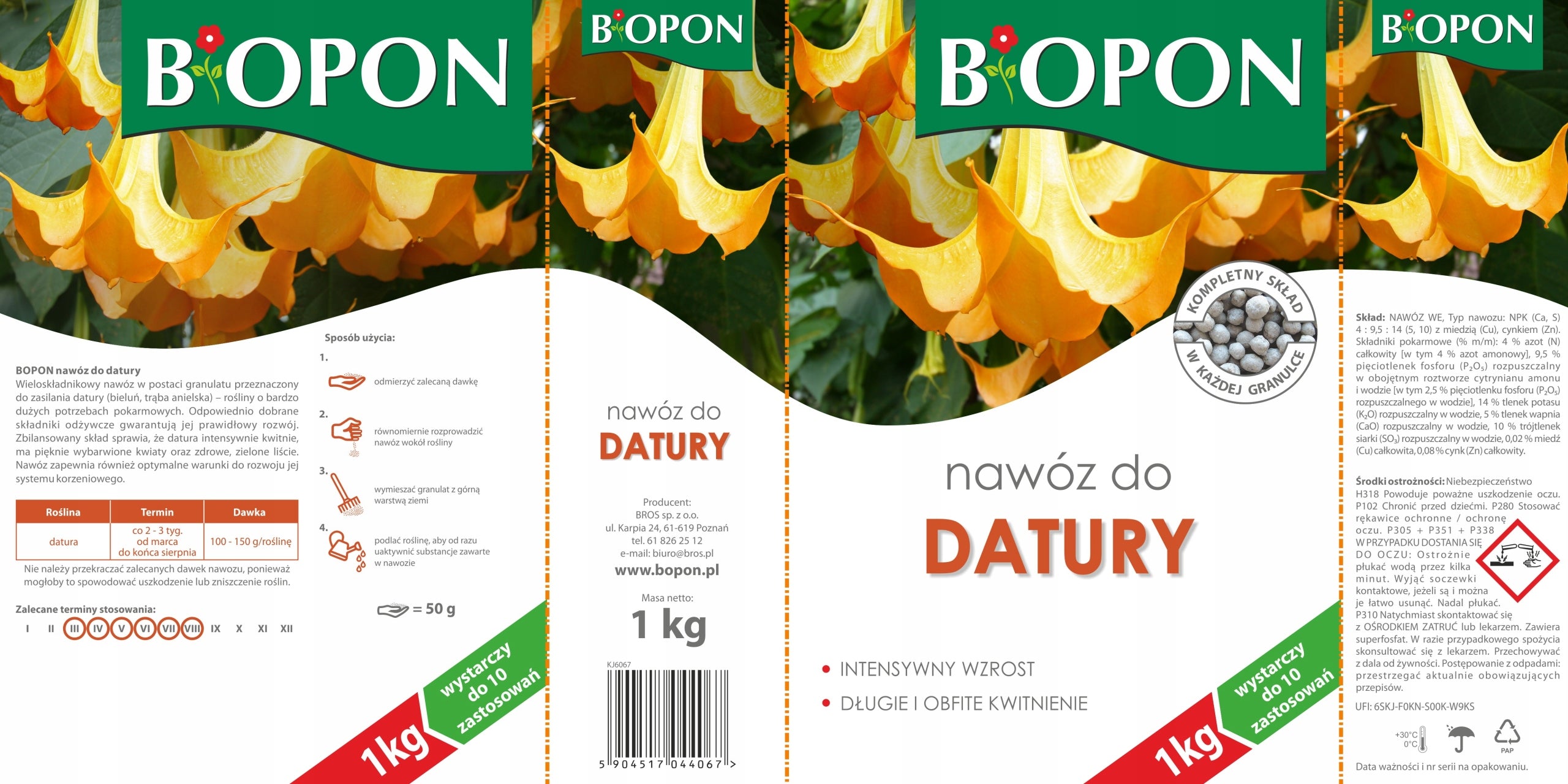 BOPON Granulated fertilizer for datura, Biopon 1 kg Packaging status original