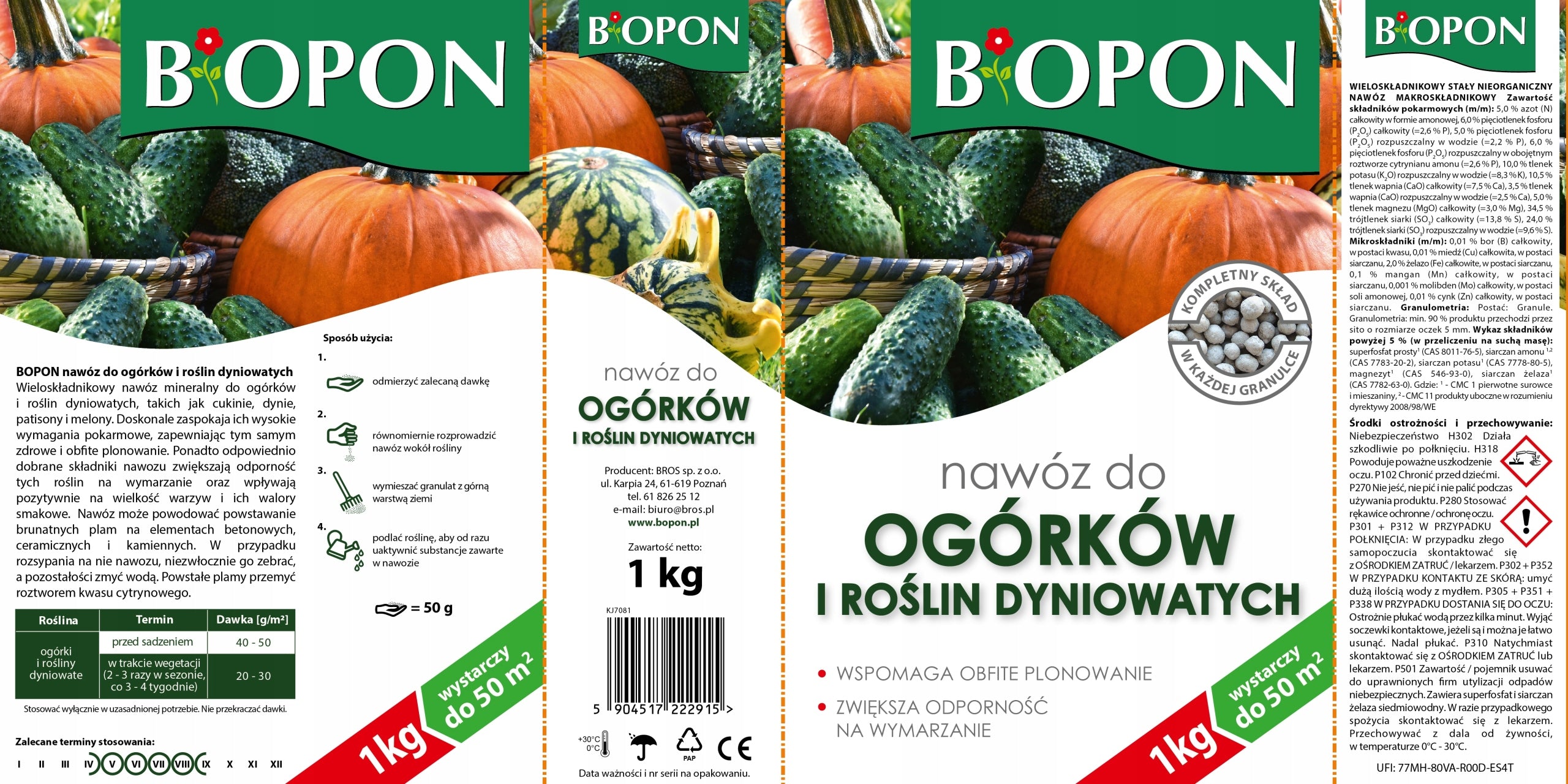 BOPON Granulated fertilizer for zucchini cucumbers and cucurbit plants Biopon 1 kg Packaging status original