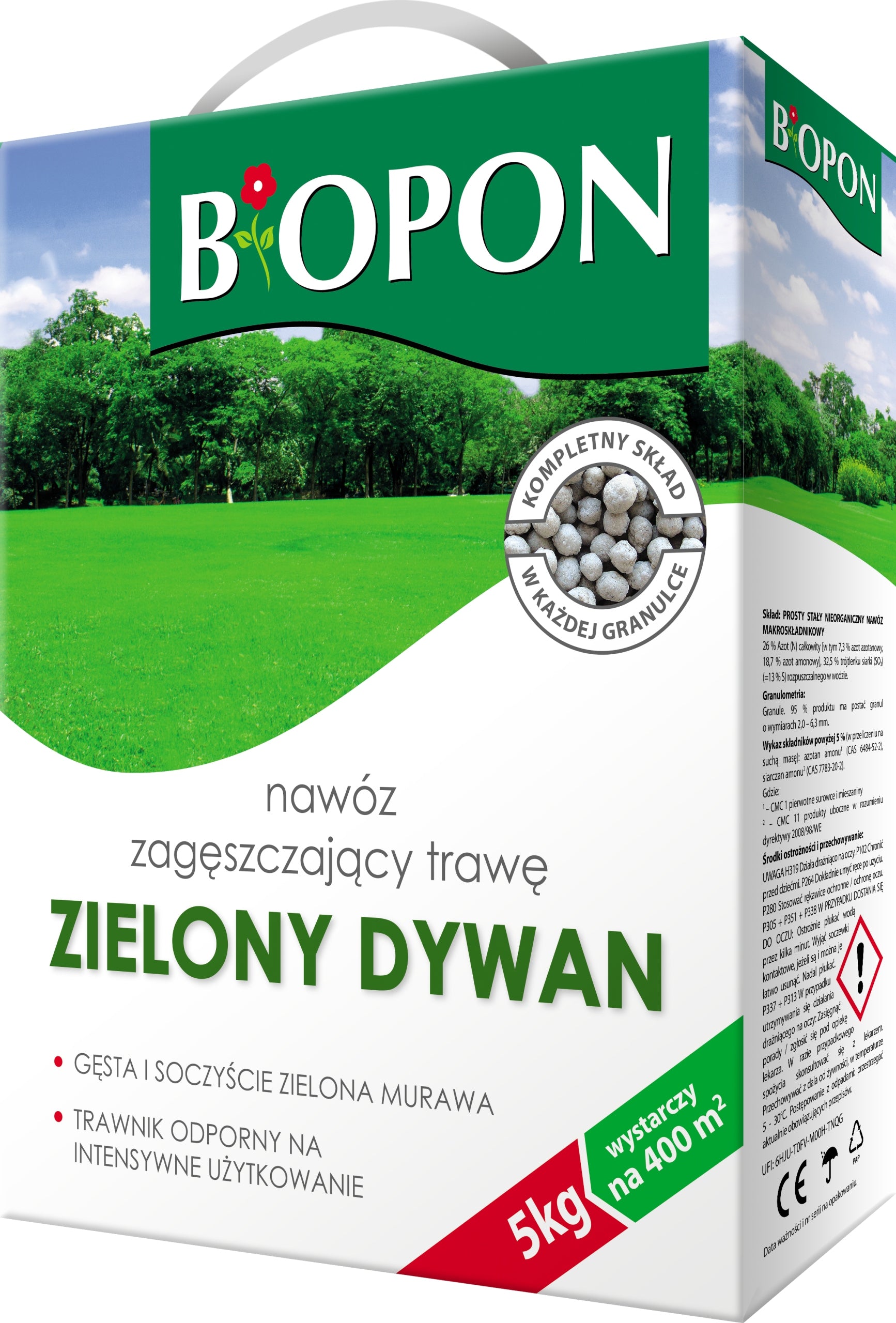 BOPON Grass thickening fertilizer, for lawn grass GREEN CARPET Biopon 5kg