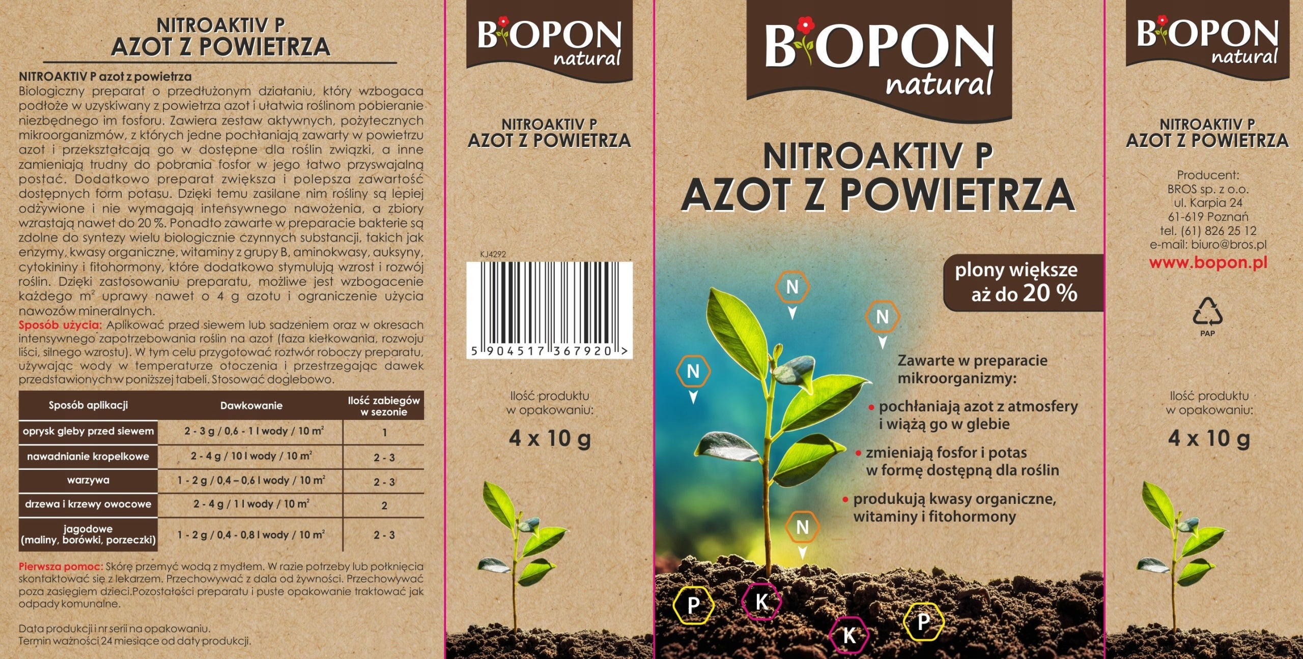 BOPON NATURAL Nitroaktiv P Nitrogen from the air 4 x 10g, Larger yields, Biopon Manufacturer code 2029