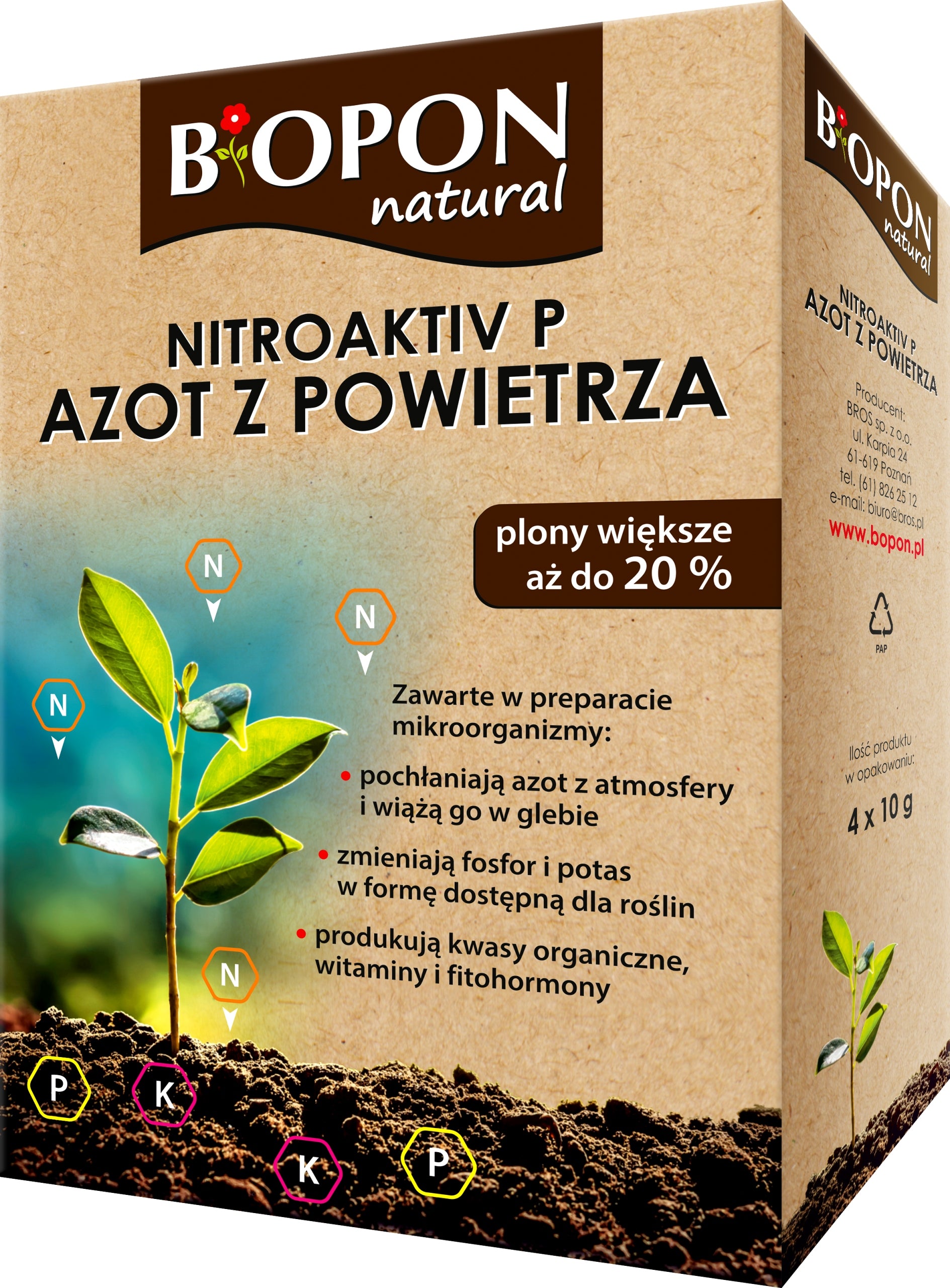 BOPON NATURAL Nitroaktiv P Nitrogen from the air 4 x 10g, Larger yields, Biopon