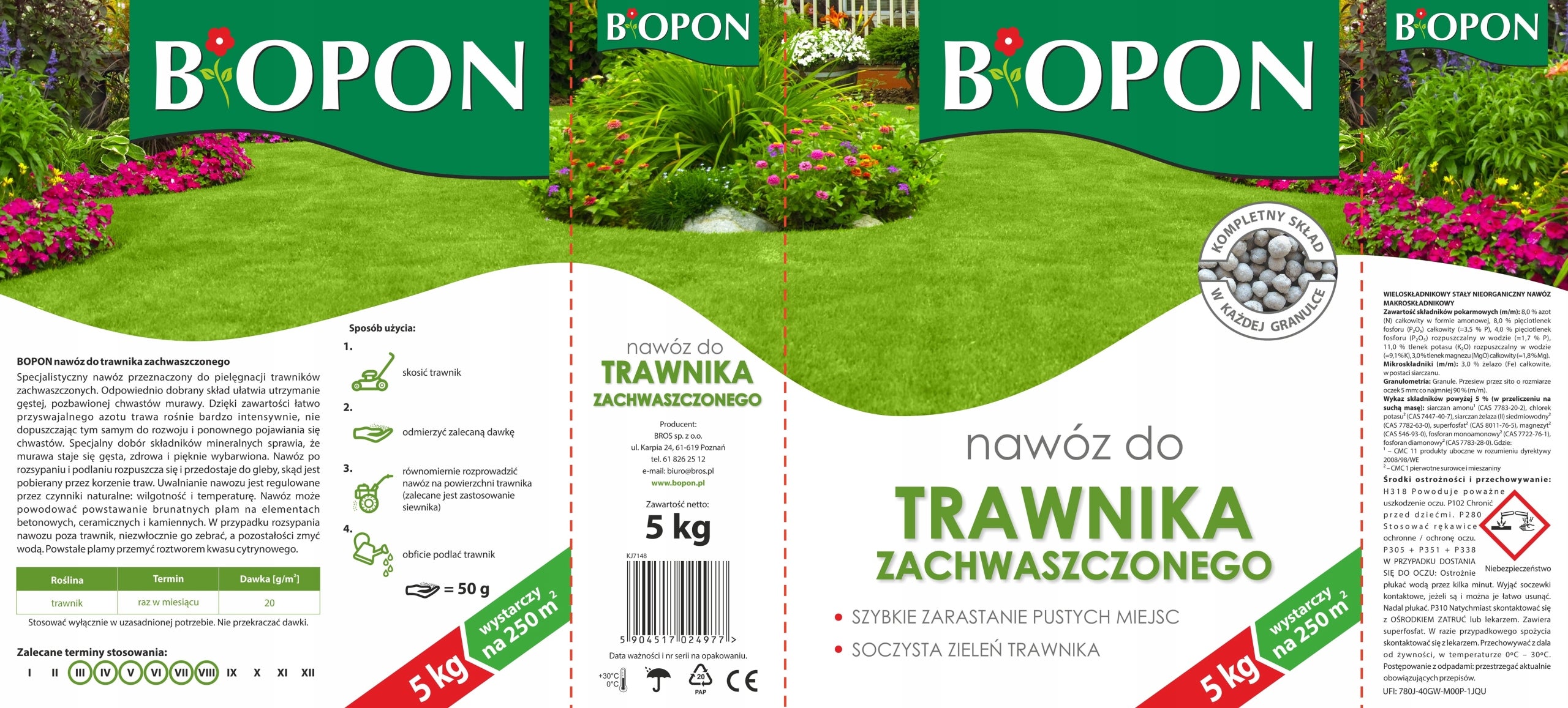 BOPON WEEDER Fertilizer for weeded lawn Biopon 5 kg Packaging status original