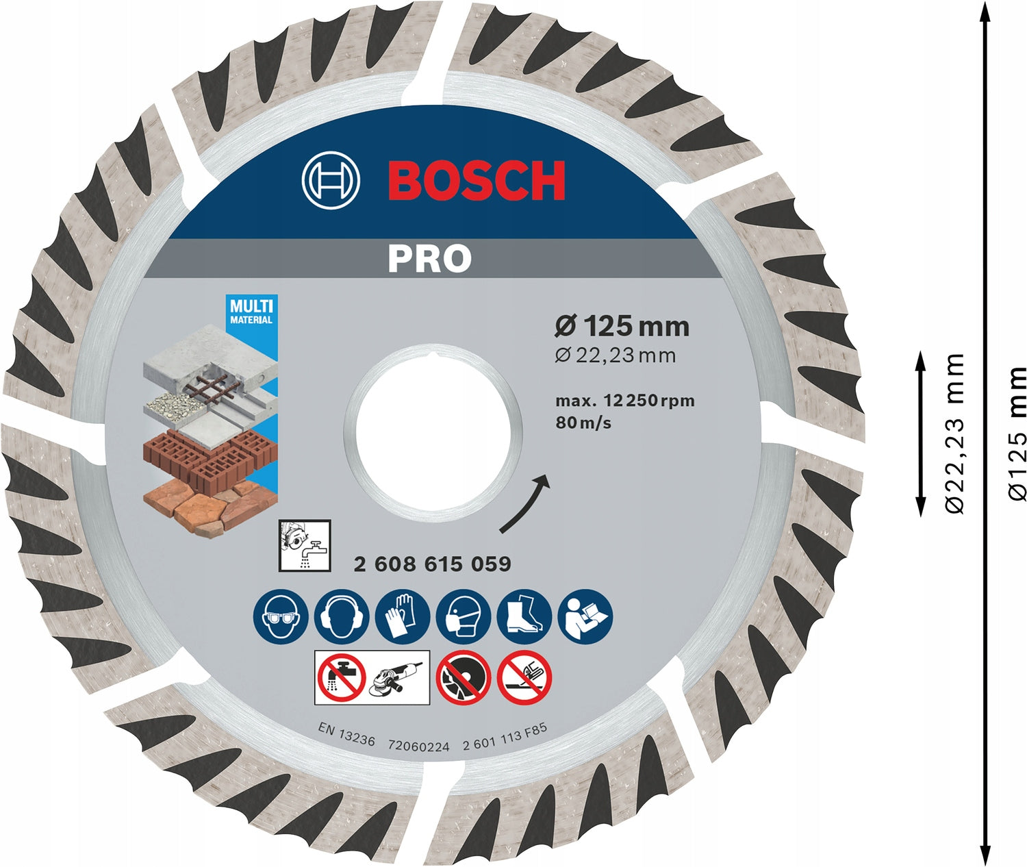 BOSCH DIAMOND BLADE 125mm UNI CONCRETE BRICK PLASTER Disc type cutting