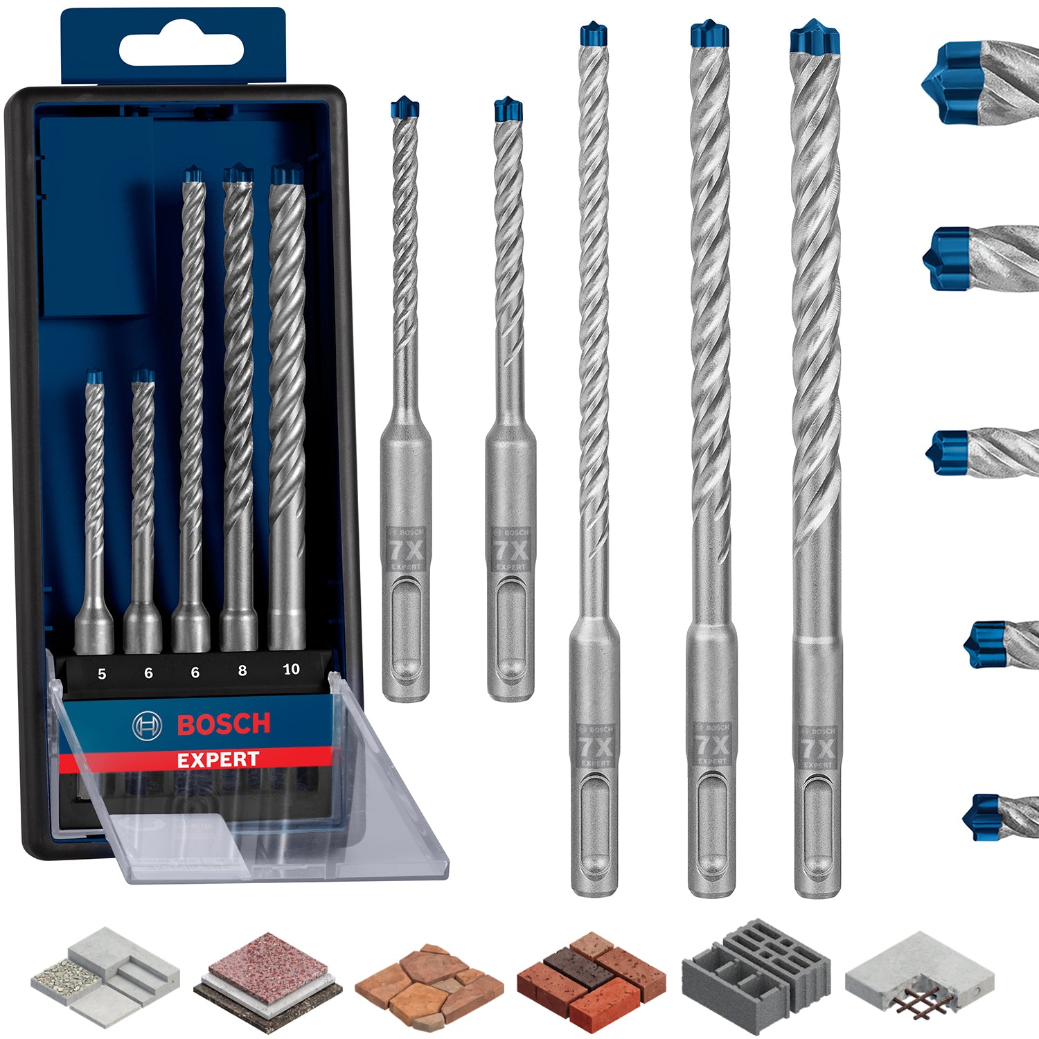BOSCH EXPERT SDS plus-7X SDS Plus drill bit set 5 pcs.