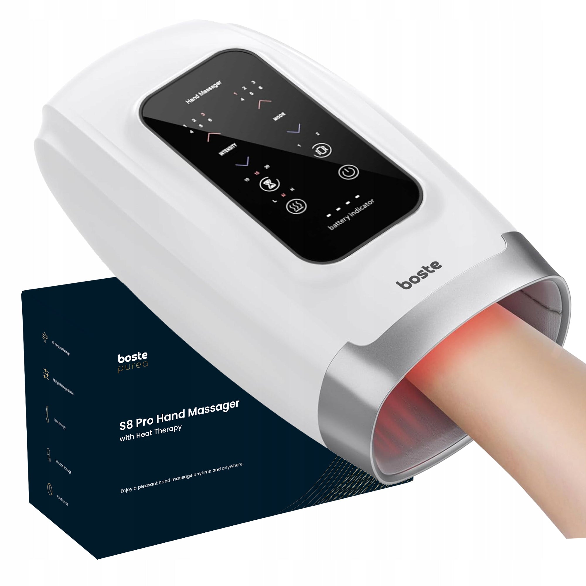 BOSTE CORDLESS WRIST HAND MASSAGER WITH ACUPRESSURE HEATING