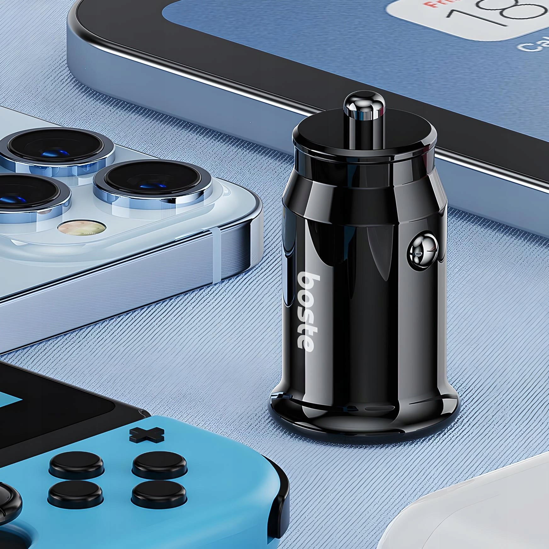 BOSTE FAST STRONG CAR CHARGER USB-A USB-C 45W UNIVERSAL QC PD Color black