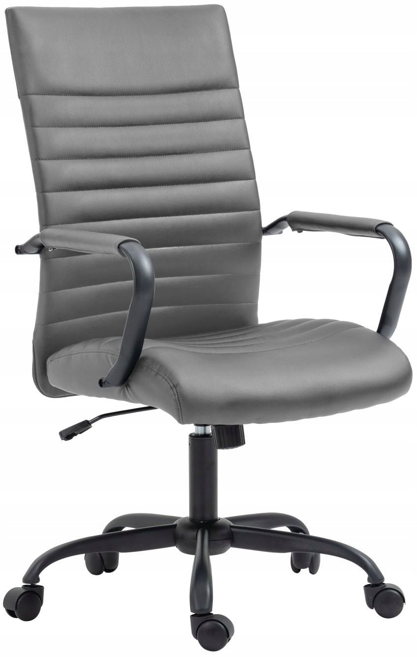 BOSTON Swivel Chair Grey Faux Leather for Office TILT Armrests Chair