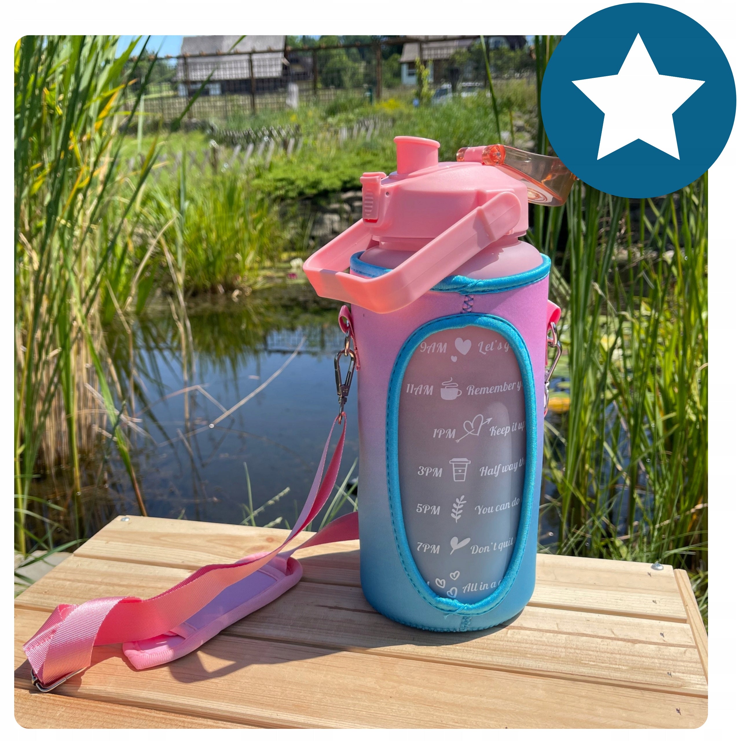 BOTTLE 2L WITH STRAW WATER BOTTLE gym fitness training SUMMER COVER Color multicolor