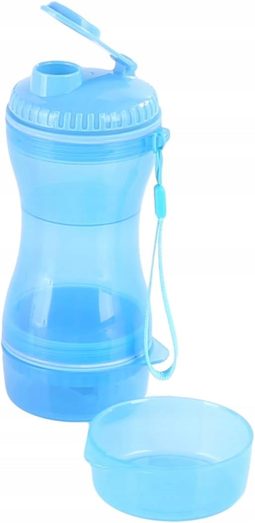 BOTTLE 3in1 FOR DOG 2 TRAVEL BOWLS BLUE 610 ml Color blue