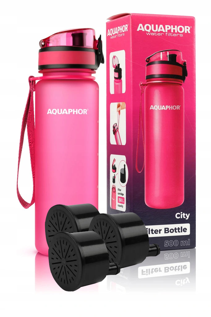 BOTTLE FILTER BOTTLE AQUAPHOR CITY PINK + 3 CARTRIDGES