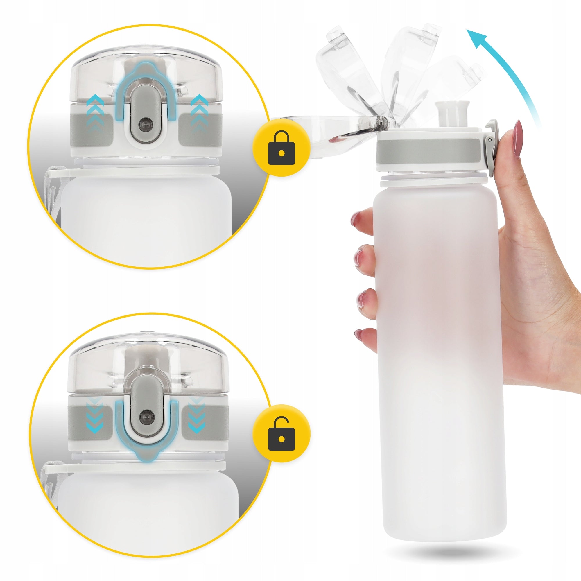 BOTTLE WATER BOTTLE DRINK TRITAN LEAKPROOF SPORTS WITH GRADUATION 650 ml Color gray