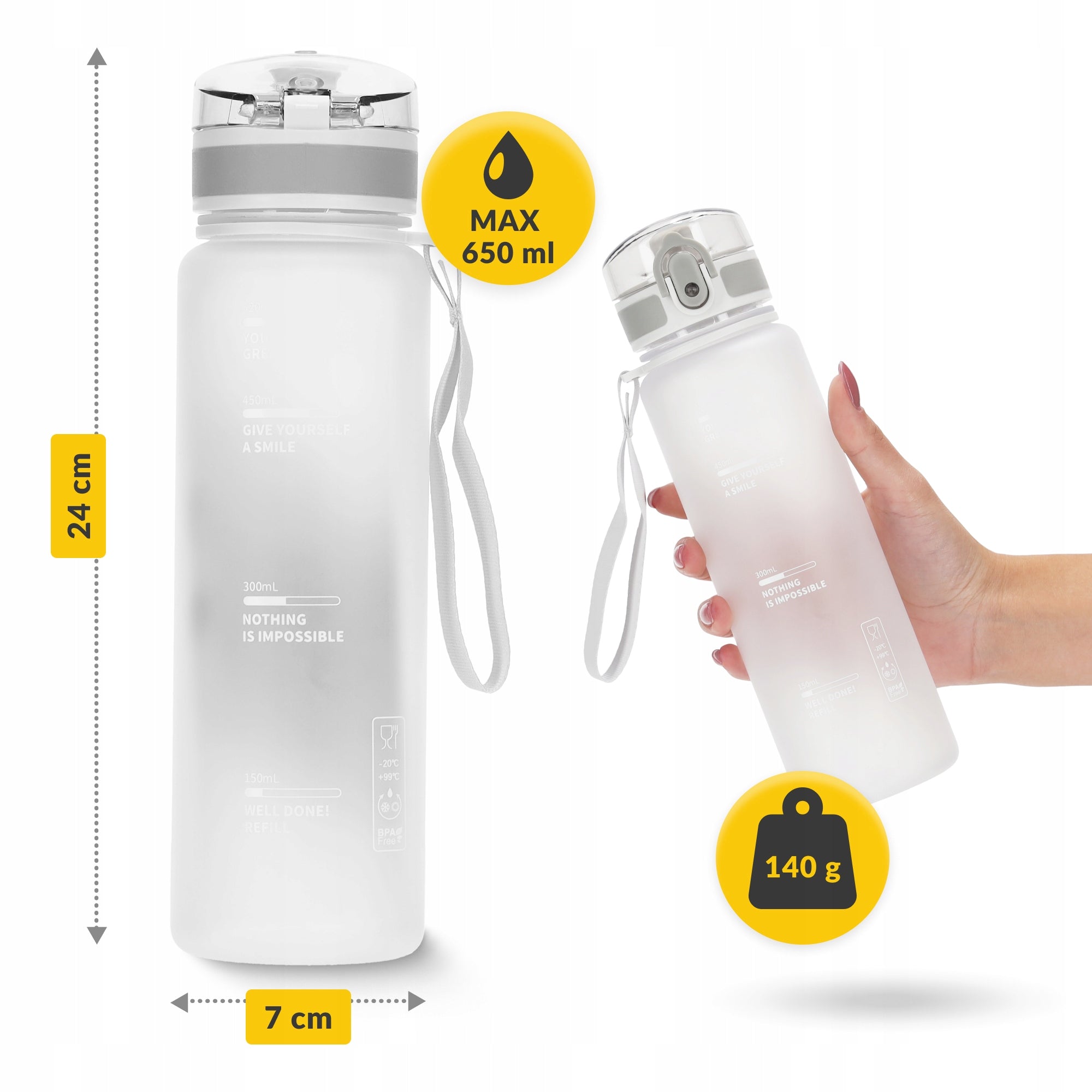 BOTTLE WATER BOTTLE DRINK TRITAN LEAKPROOF SPORTS WITH GRADUATION 650 ml EAN (GTIN) 5905973404280