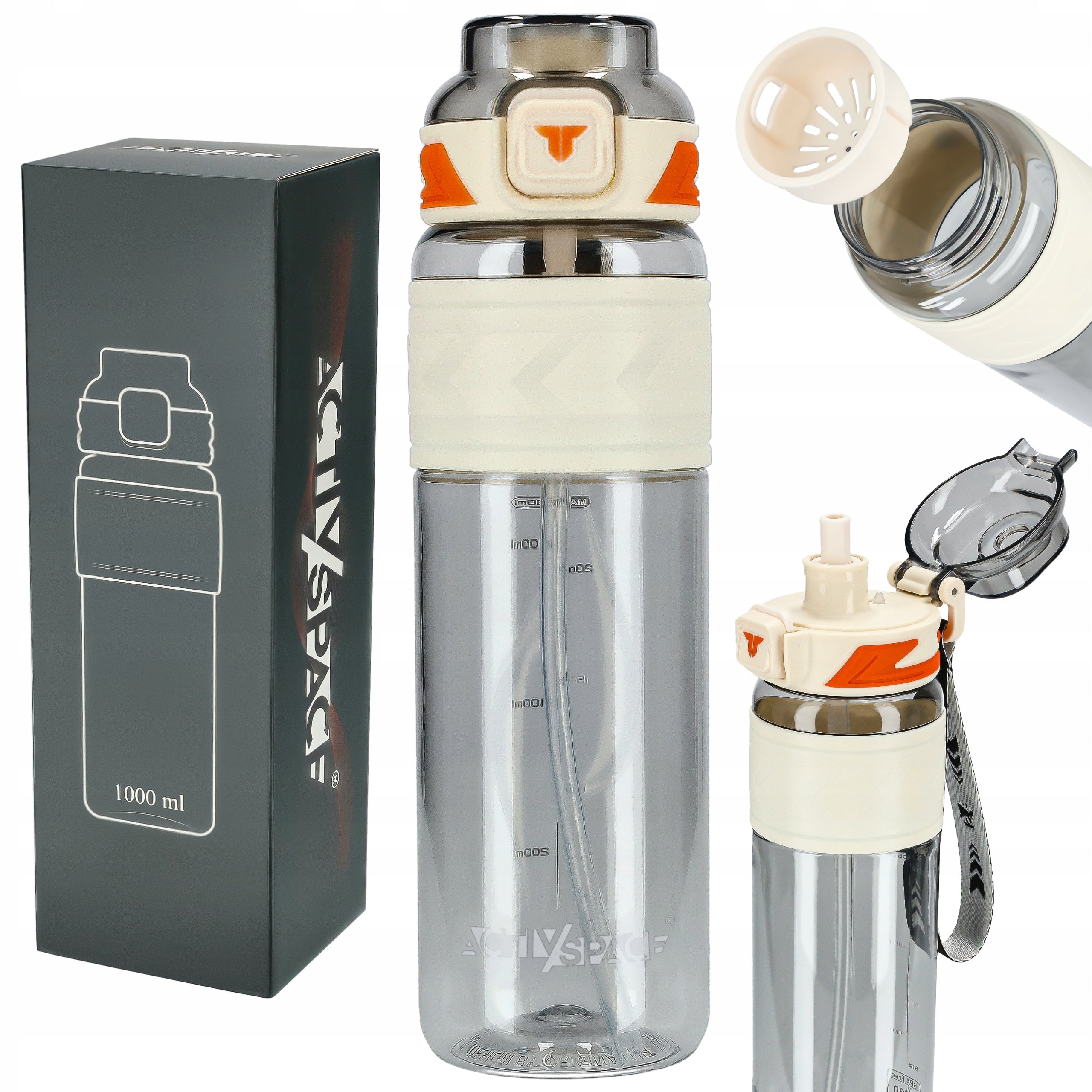 BOTTLE WATER BOTTLE SPORTS LEAKPROOF DRINK WITH TRITAN 1000ml + STRAW PRO
