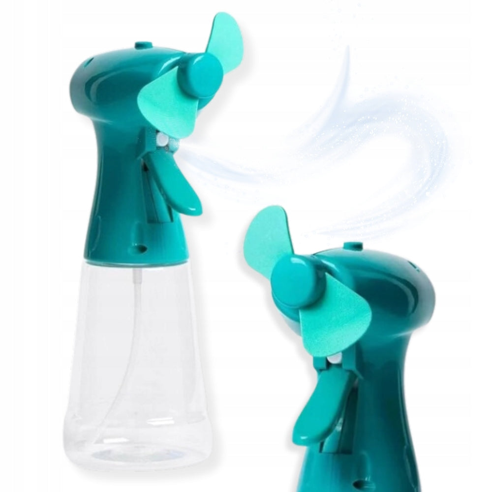 BOTTLE WITH FAN SPRAY FAN GREEN HANDHELD TRAVEL