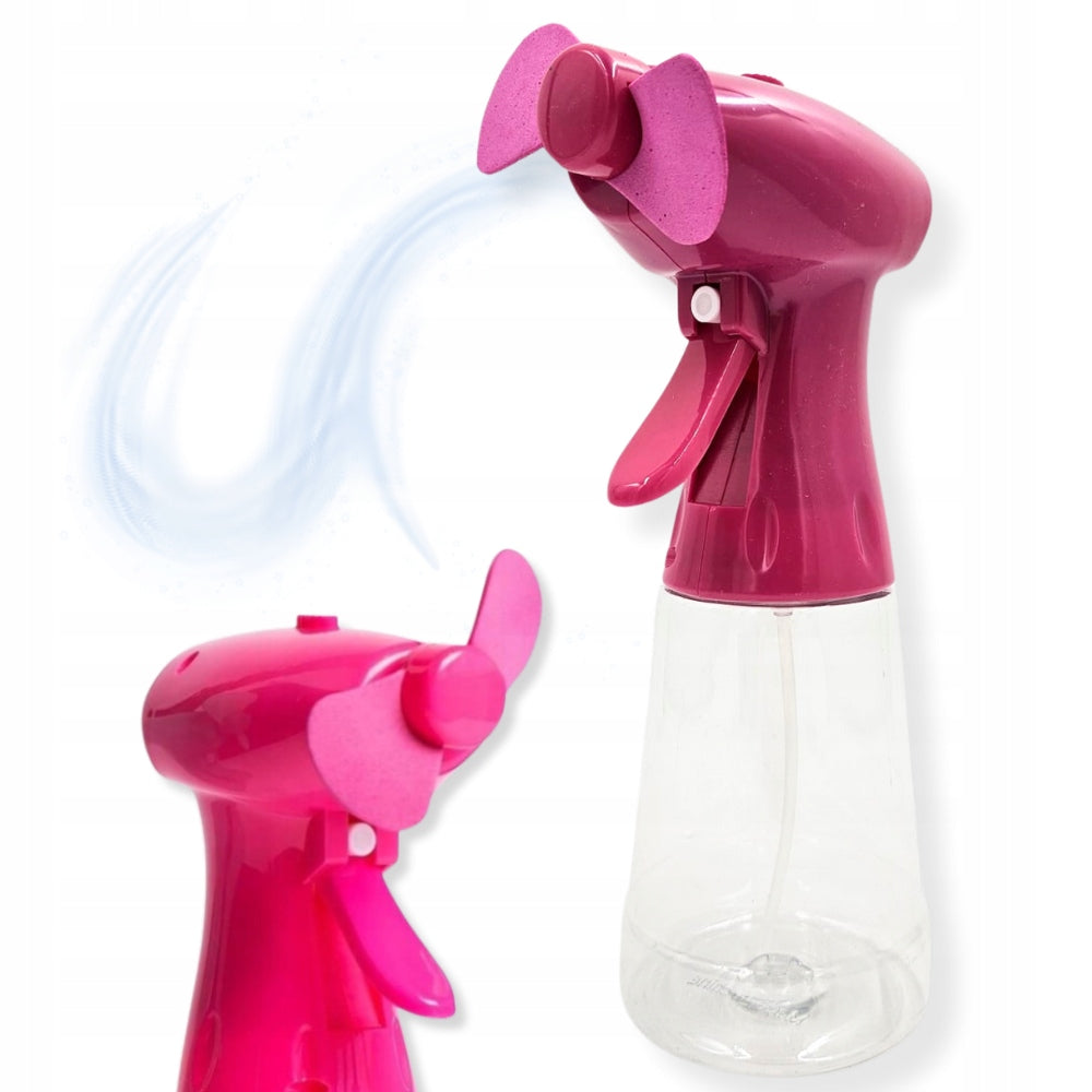 BOTTLE WITH FAN SPRAY FAN PINK TRAVEL HANDHELD