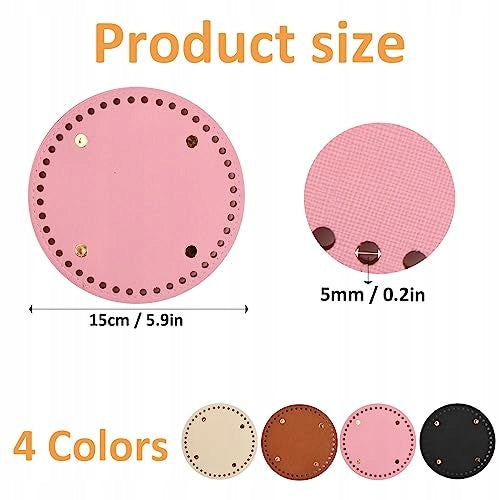 BOTTOM FOR CROCHET BAGS PU LEATHER ROUND 4 COLORS DIY 15 CM leather Manufacturer code Bez marki