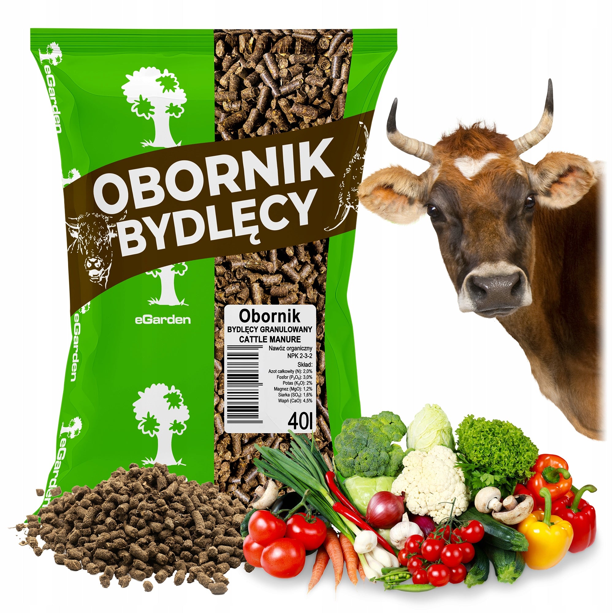 BOVINE MANURE natural organic fertilizer Granulated 40L eGarden