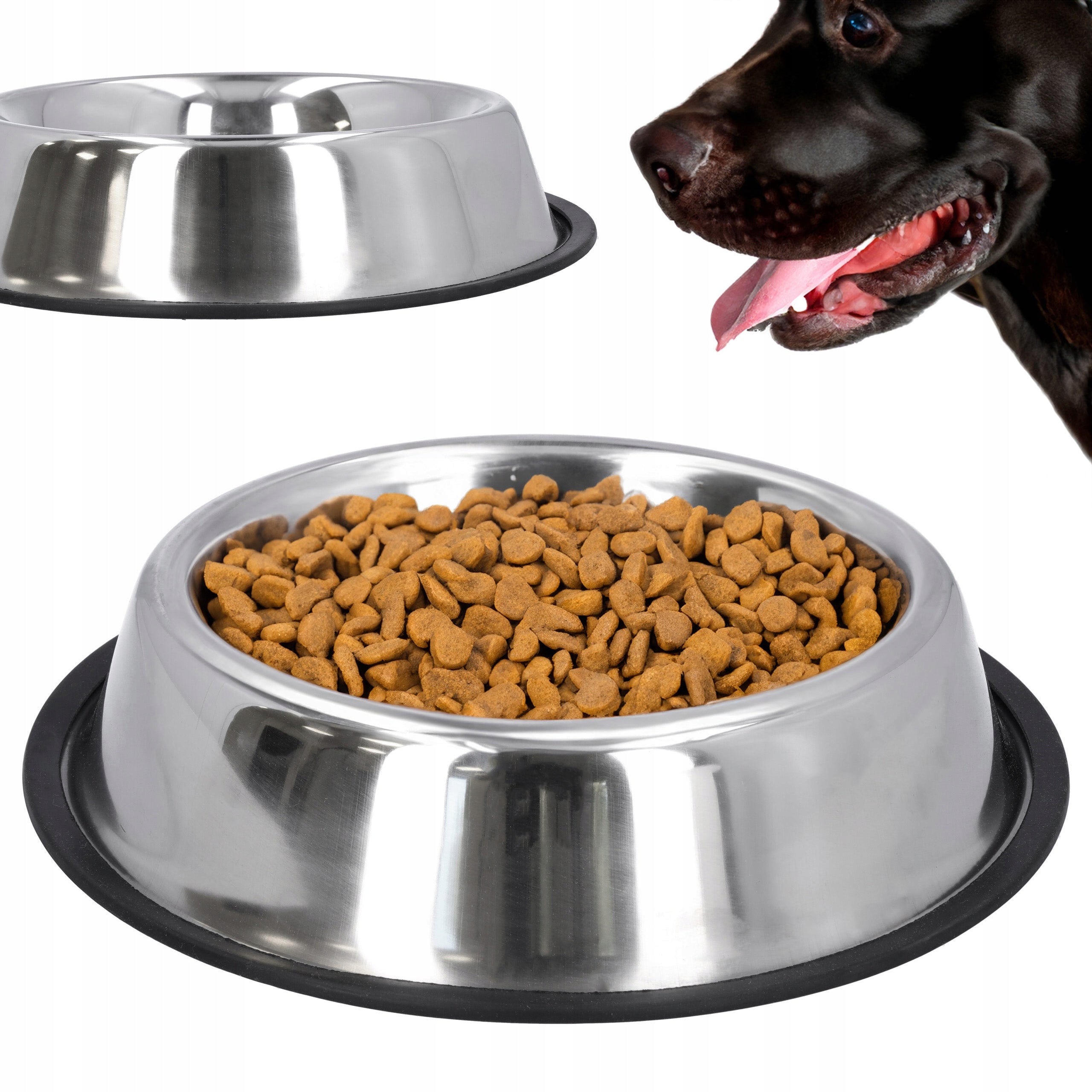 BOWLS DOG BOWL METAL WATER FOOD LARGE XXL 34 CM NON-SLIP