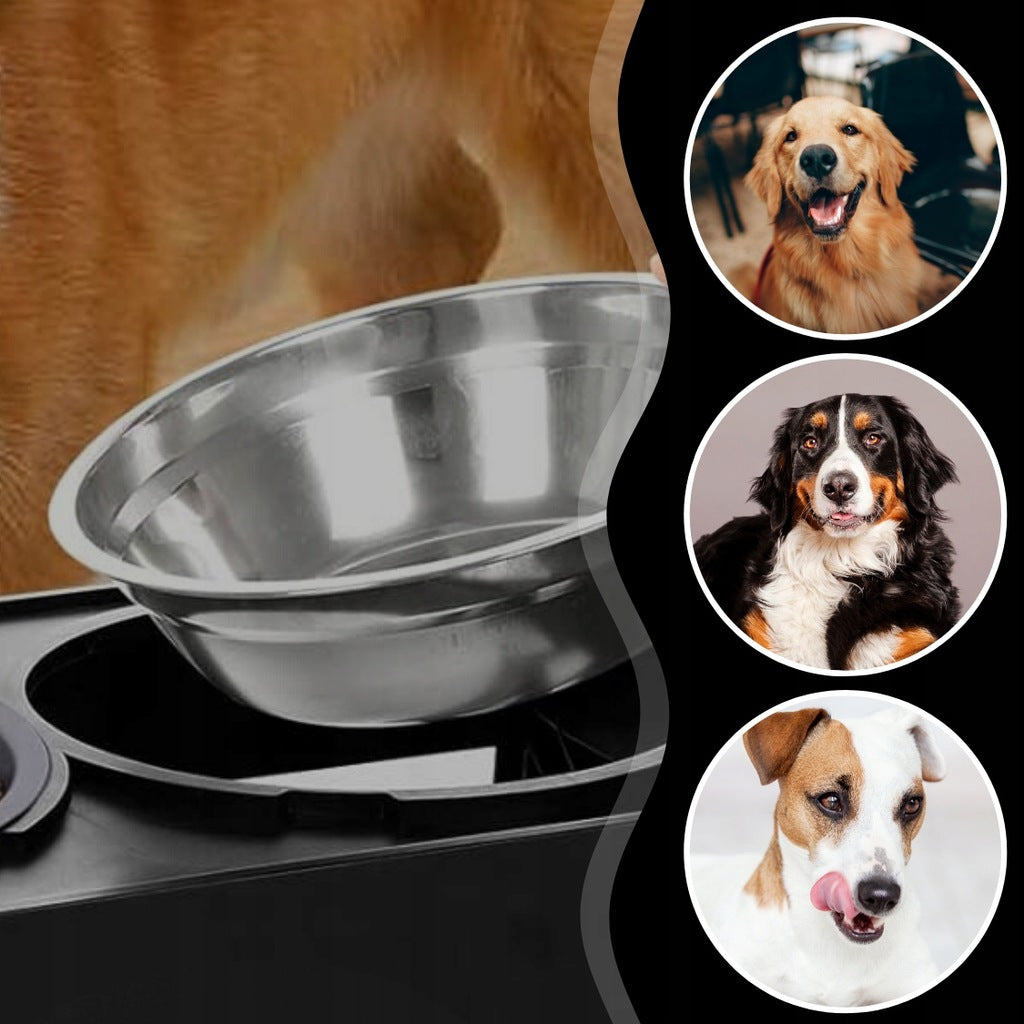 BOWLS ON STAND ADJUSTABLE DOUBLE BOWL LARGE NON-SPILL 2IN1 FOR DOG Brand MEMFLOW