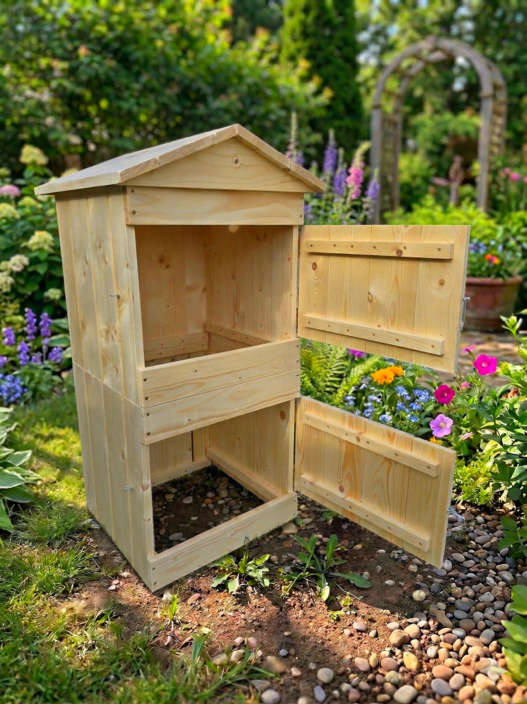 BOX CHAMBER SMOKEHOUSE WOODEN GARDEN HOUSE LARGE SOLID SPRUCE 2CM Material wood