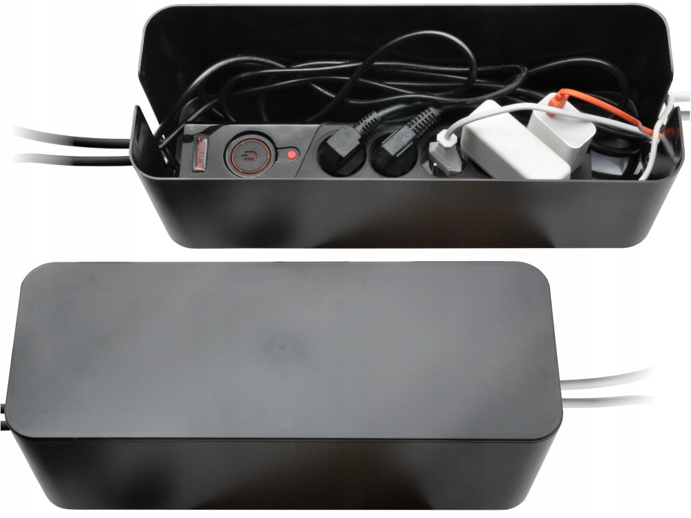 BOX FOR CABLES AND POWER STRIPS XL LARGE 40x15x13cm BLACK CAPACIOUS EAN (GTIN) 5906122425910
