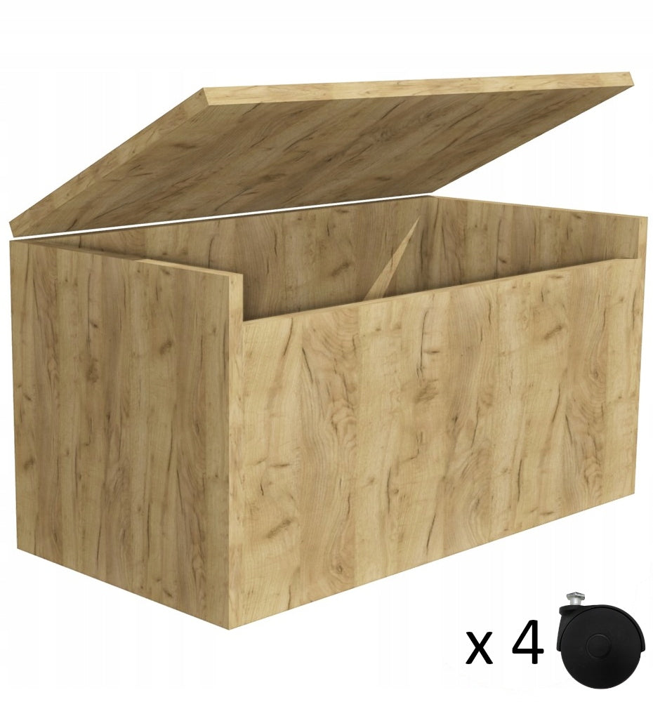 BOX TOYS CLOTHES OAK CRAFT GOLD CIRCLES