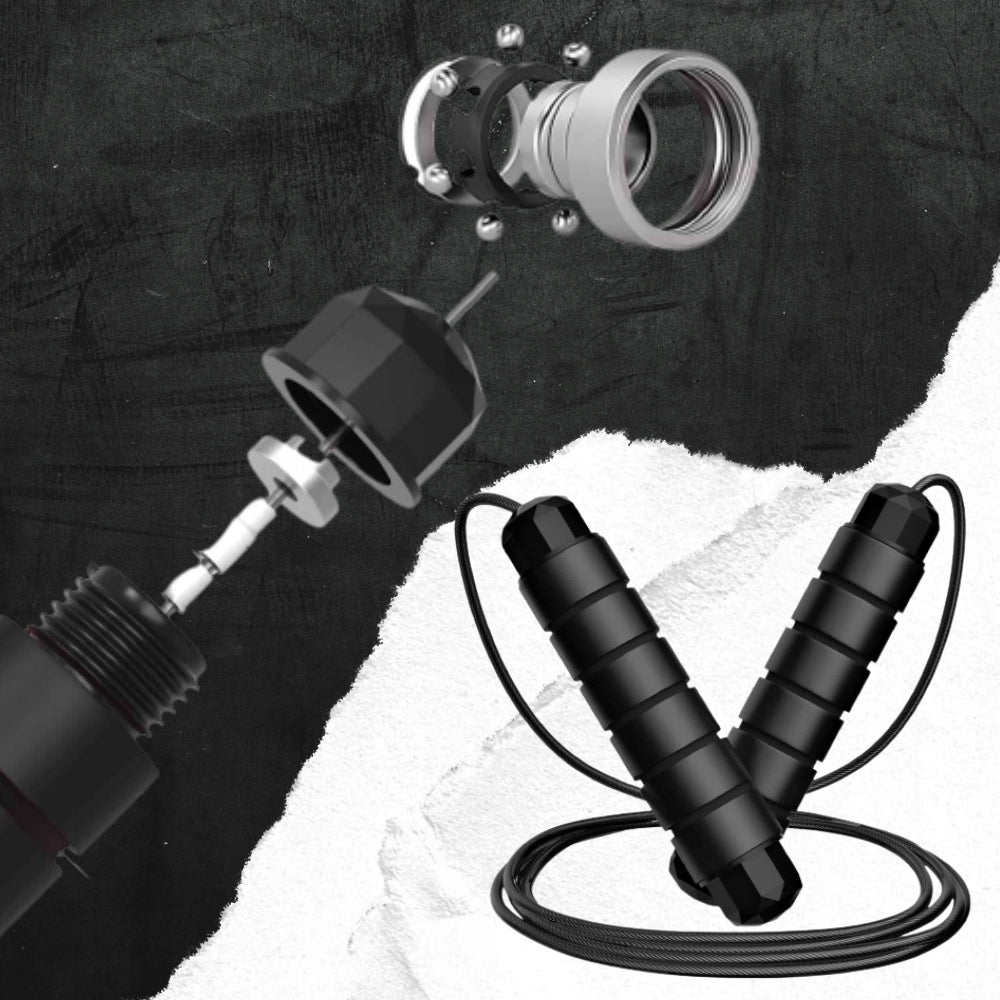 BOXER JUMP ROPE FTINESS ADJUSTABLE WITH BEARING FOR TRAINING BLACK Color black