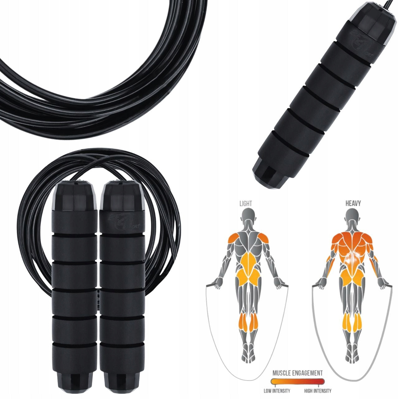 BOXING JUMP ROPE ADJUSTABLE WITH FITNESS BEARINGS CROSSFIT 280cm Color black