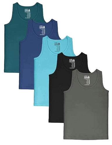 BOYS' SLEEVELESS COTTON T-SHIRTS SET OF 5 COTTON