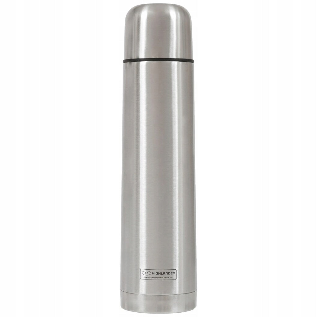 BPA Free Stainless Steel Thermos Highlander Outdoor Duro Insulated Flask 1l Silver