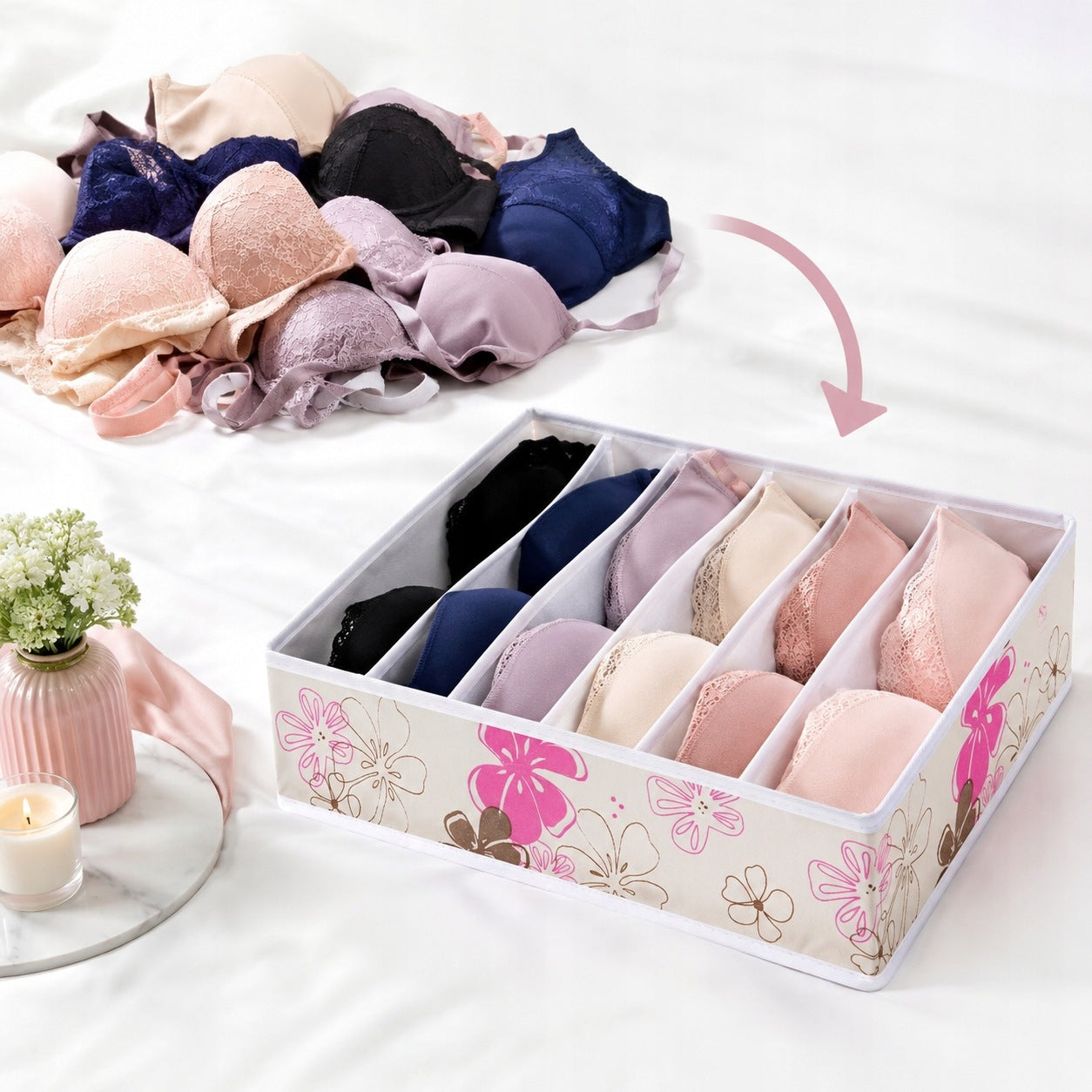 BRA ORGANIZER for drawer with compartments pantyhose container