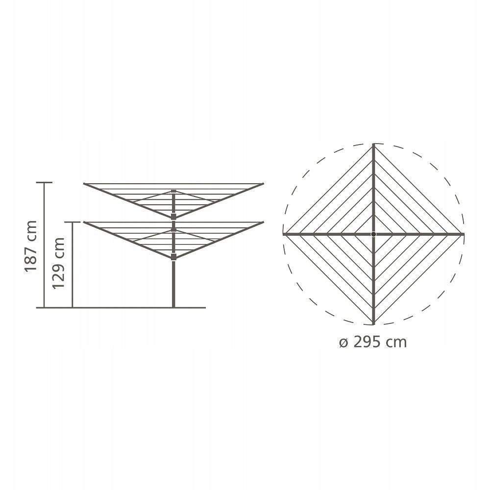 BRABANTIA - Garden dryer 60 m, 4 arms + attachment to the ground... Brand Brabantia