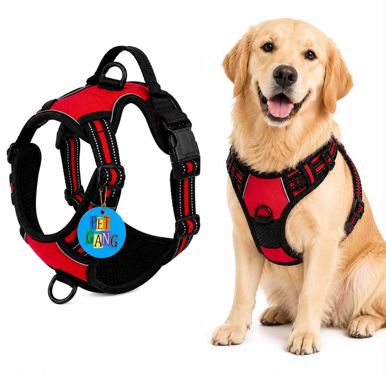 BRACES large dog PRESSURE-FREE red GUARD XL 53-96cm Golden Shepherd