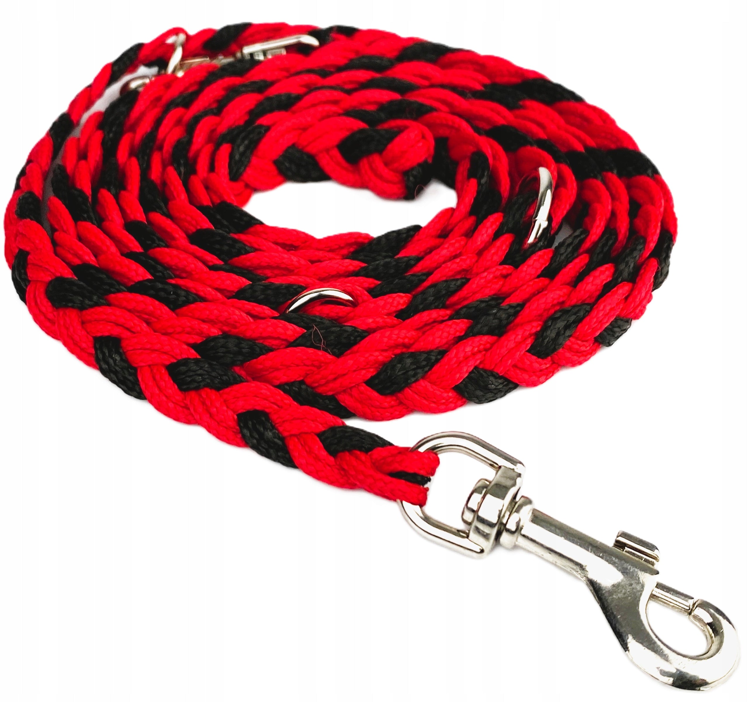 BRAIDED LANYARD WITH BRAID CORD 220 CM / 10 MM RED-BLACK