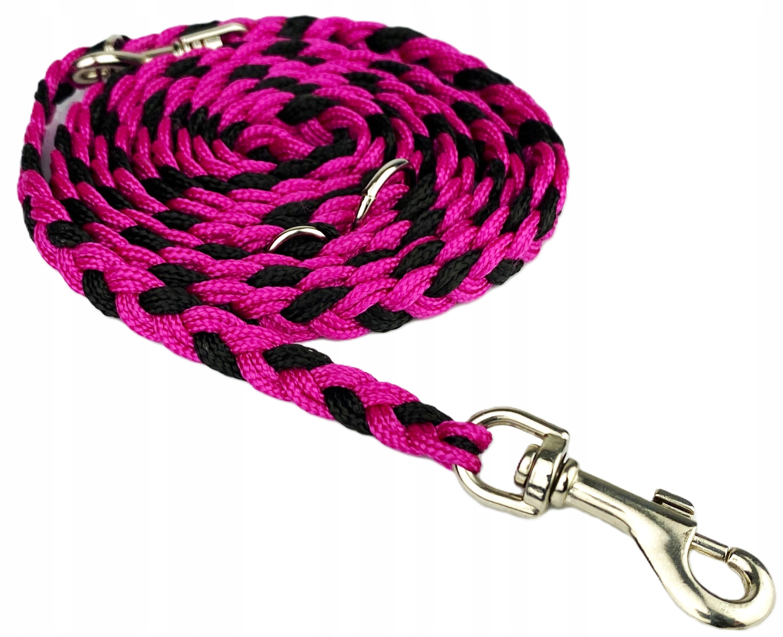 BRAIDED LANYARD WITH CORD BRAID 220 CM / 10 MM FUCHSIA-BLACK