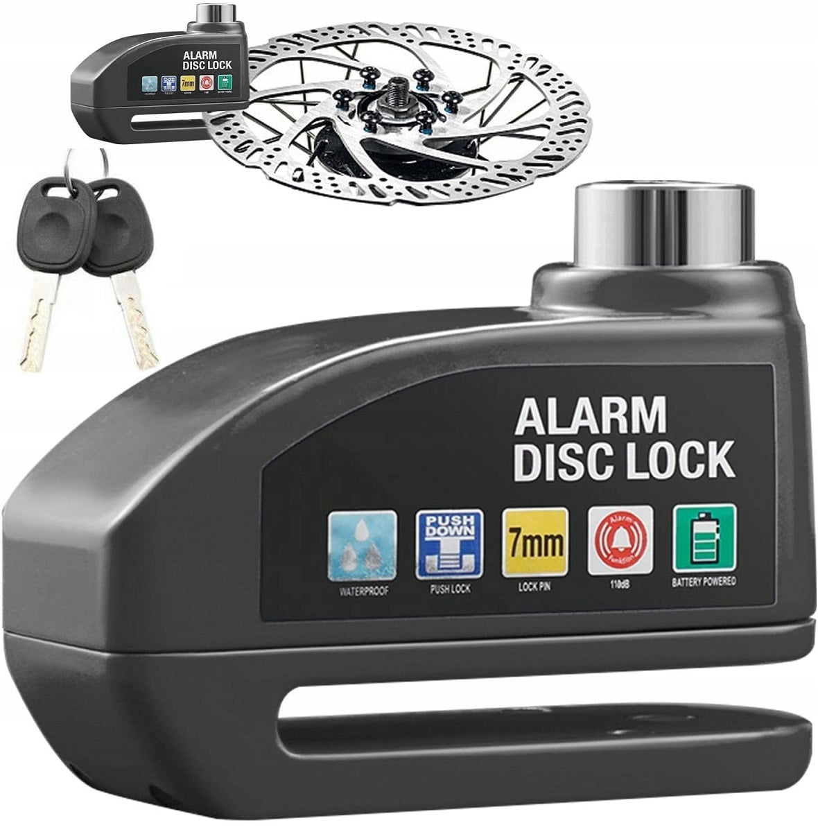 BRAKE DISC LOCK WITH ALARM 110DB LOUD BICYCLE PROTECTION Packaging status original