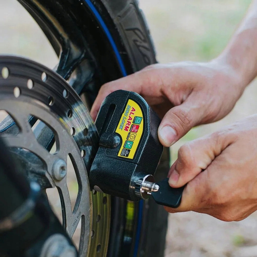BRAKE DISC LOCK WITH ALARM FOR MOTORCYCLES AND BICYCLES WATERPROOF Manufacturer code SLOFKK