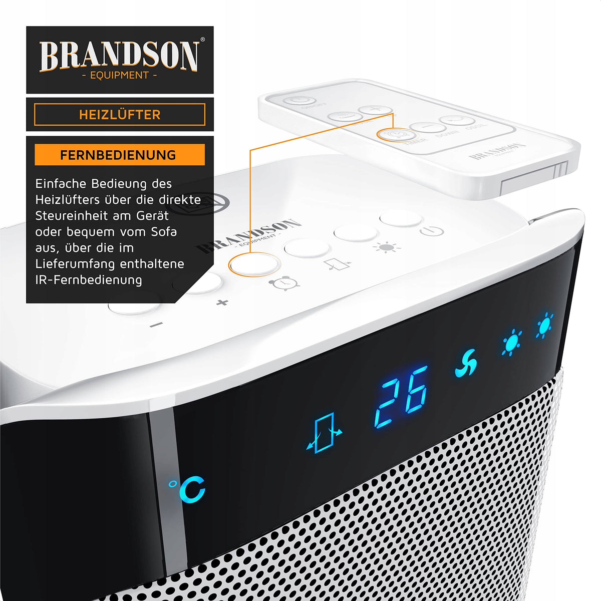 BRANDSON Ceramic Remote Control Heat Fan Economical Quiet For Bathroom Brand Brandson
